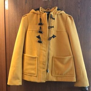 H&M mustard pea coat with hood